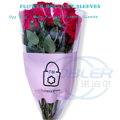 Ясная изготовленная на заказ упаковка подарка Дий букета цветка Опп печатания рукавов одиночная розовая