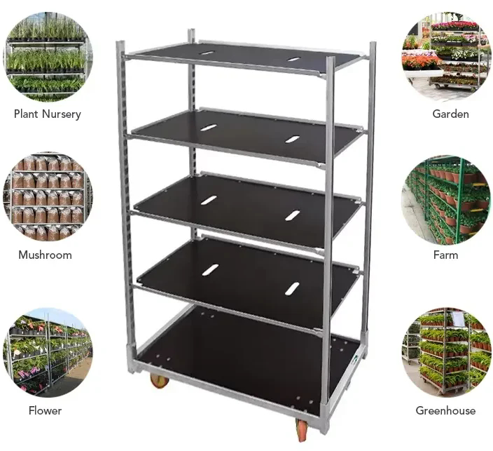 Порошковая покраска сельскохозяйственных посадочных цветочных датских тележек для сбора урожая в теплицах